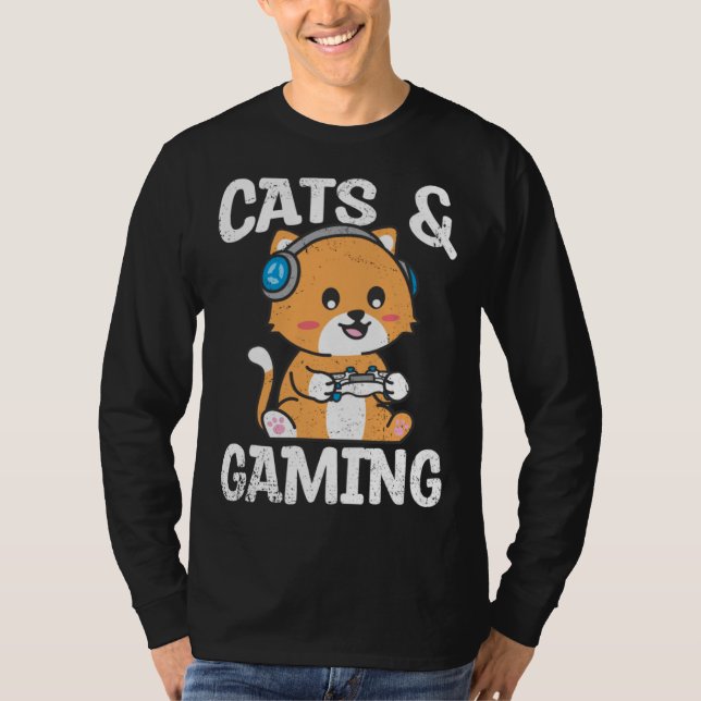 T-shirt Cats And Gaming Cute Cat Owner Pet Animals  Graphi (Devant)