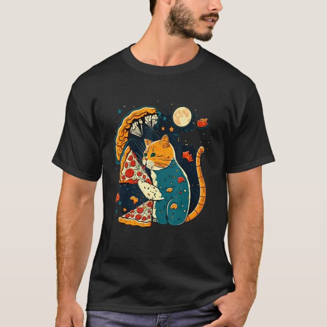 T-shirt Cats And Pizza Funny Design Cat Lovers Pizza Lover (Devant)