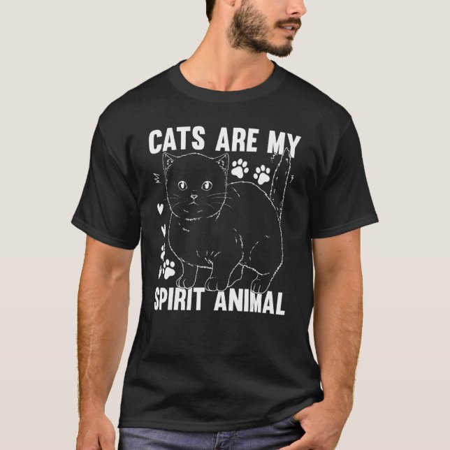 T-shirt Cats Are My Spirit Animal I Cat Owner Cute Cat   (Devant)
