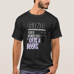 T-shirt Cats Café Et Livres Animaux Ironiques