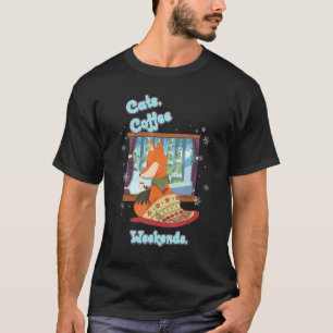 T-shirt Cats Café Week-end Drôle Drôle Dit Graphique