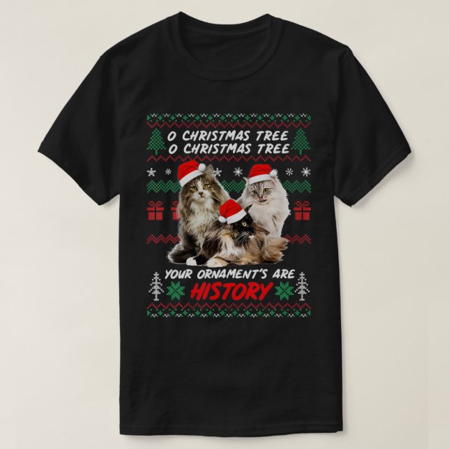 T-shirt Cats Christmas Funny Ornaments Norwegian Forest Ca (Design devant)