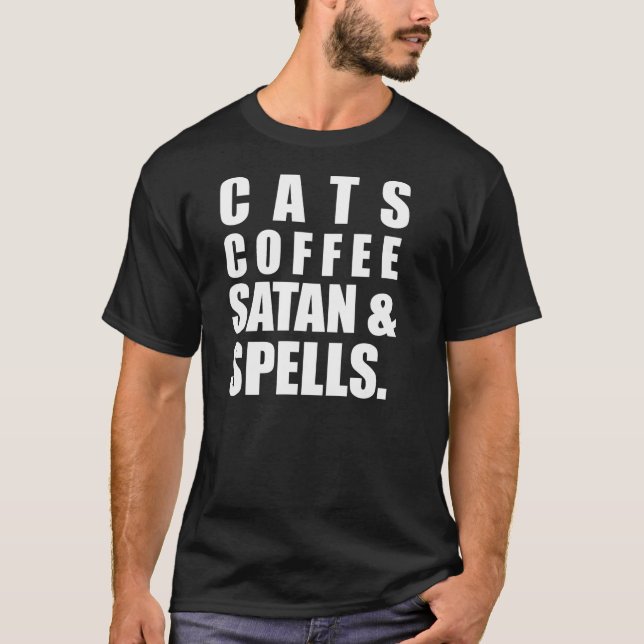 T-shirt Cats Coffe Satan et Spells (Devant)