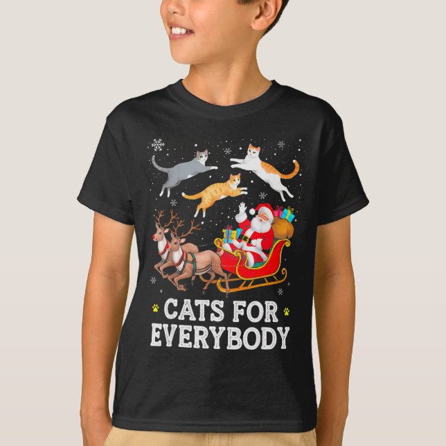 T-shirt Cats For Everybody Christmas Cat Funny Xmas Women  (Devant)