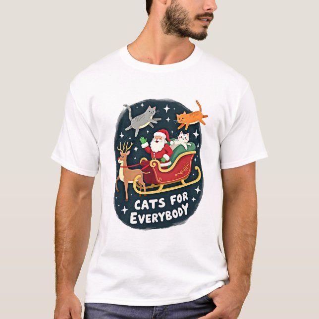 T-shirt Cats For Everybody Christmas Cat Funny Xmas Women  (Devant)