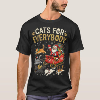T-shirt Cats for Everybody Christmas Santa Hat Funny Meowy