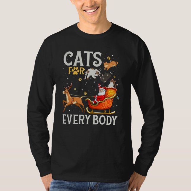 T-shirt Cats For Everybody Santa  Christmas PJs Xmas Women (Devant)