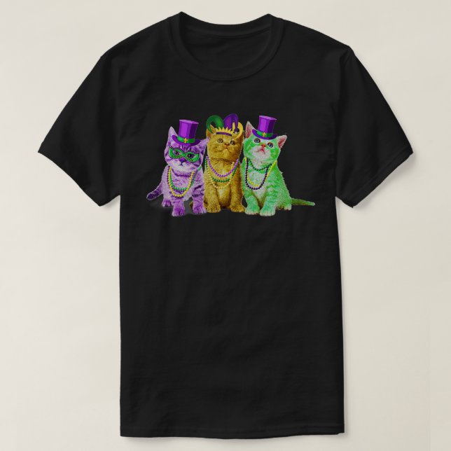 T-shirt Cats Kitten Kitty Mardi Gras Festival Party Cat Lo (Design devant)
