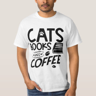 T-shirt Cats Livres Typographie Café Citation Lecture Dit