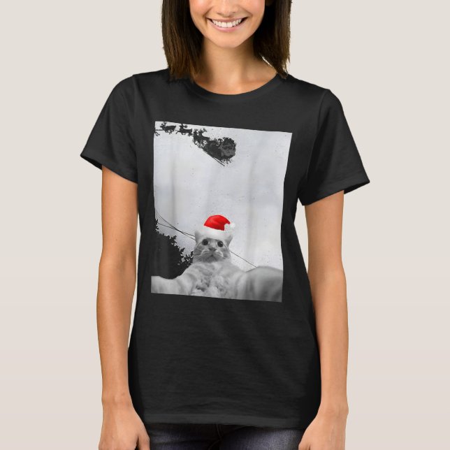 T-shirt Cats Meme Funny Cat Selfie With Santa Hat Christma (Devant)