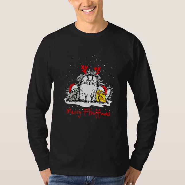 T-shirt Cats Merry Fluffmas Christmas Cat Santa Cat (Devant)