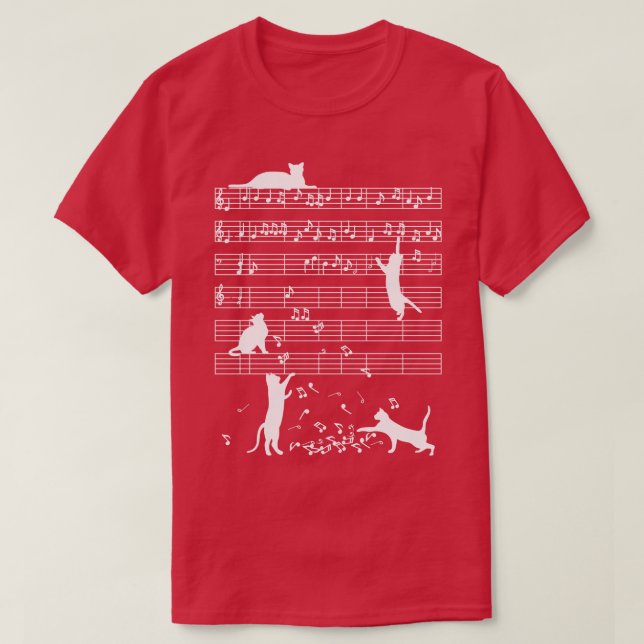 T-shirt Cats Music Notes Cadeau (Design devant)
