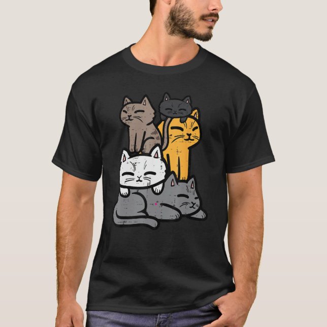 T-shirt Cats Piled Up Cute Kitten Feline Women Girls Kids  (Devant)