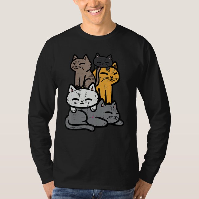 T-shirt Cats Piled Up Cute Kitten Feline Women Girls Kids  (Devant)