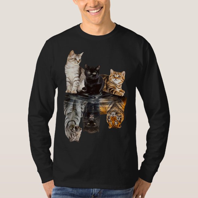 T-shirt Cats Reflection Mirror Tiger Mom Mother Day Love (Devant)