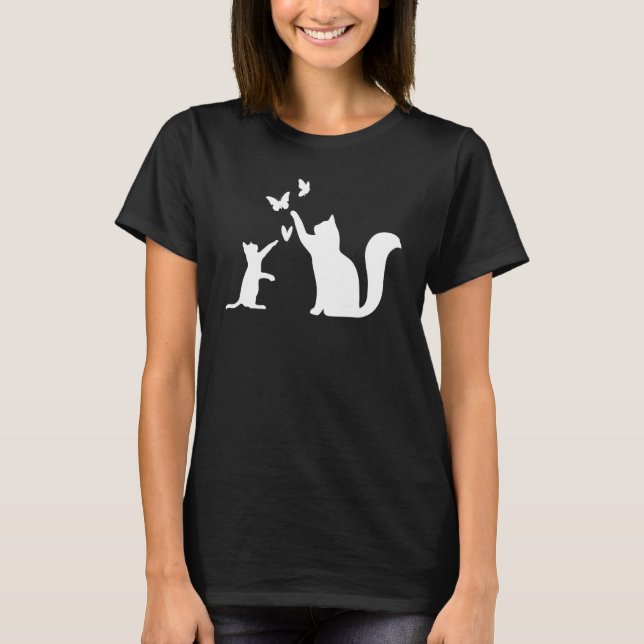 T-shirt Cats With Butterflies  Cat Owner Cat   Cute Cats (Devant)