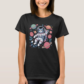 T-shirt Catstronaut cosmique dans Neon Space Vaporwave