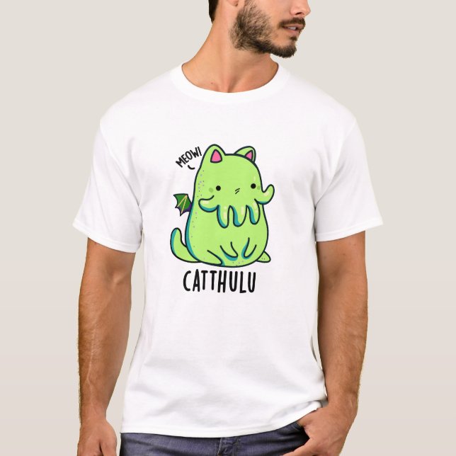 T-shirt Catthulu Funny Cthulhu Cat Pun (Devant)