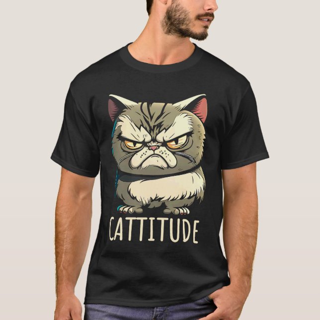 T-shirt Cattitude  Attitude de chat Agacé (Devant)