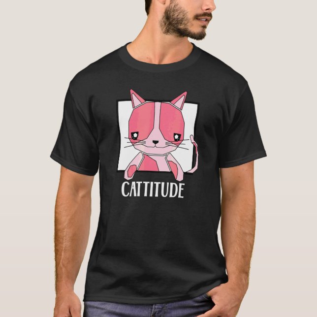 T-shirt Cattitude Cute Chat Chat (Devant)