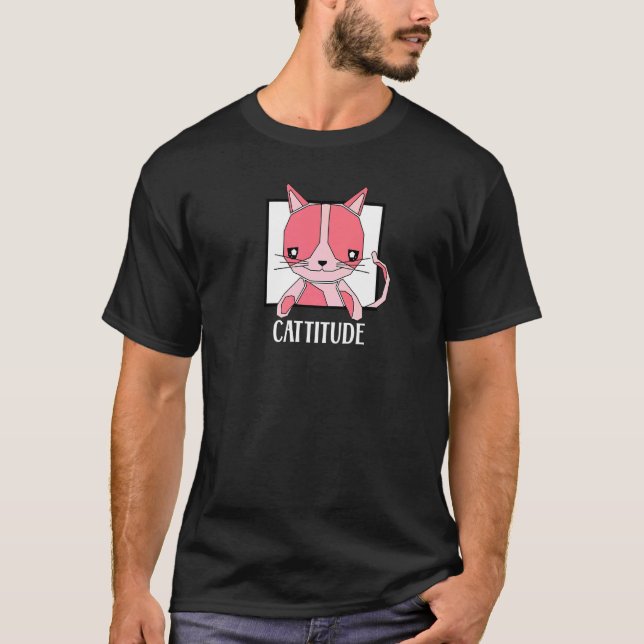 T-shirt Cattitude Cute Kitten Chat (Devant)