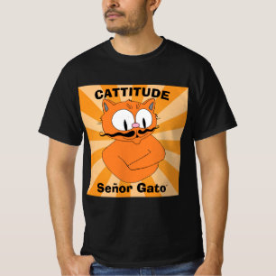 T-shirt CATTITUDE Señor Gato™ Caricature Mustache Cat