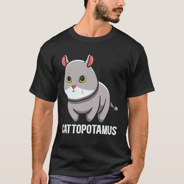 T-shirt Cattopotamus Graphisme d'Animal Hybride Chat Hippo (Devant)