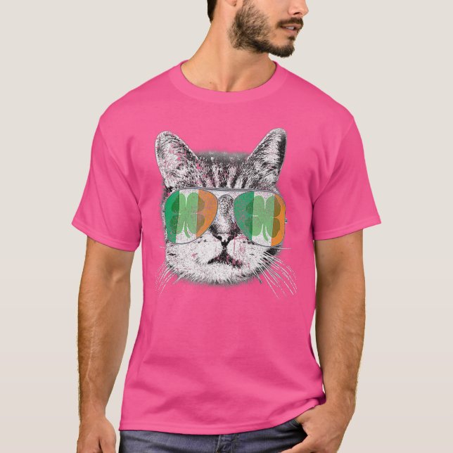 T-shirt Cattys Chat Shamrock Jour de la Saint Patrick Sain (Devant)