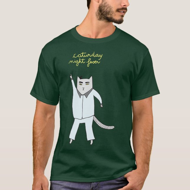 T-shirt Caturday Night Fete Cat Disco (Devant)