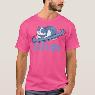T-shirt Caturn - Chat couché sur la planète Astronomie Sat