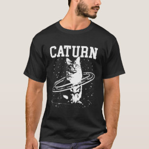 T-shirt Caturn Saturn Space Chat pour Noël