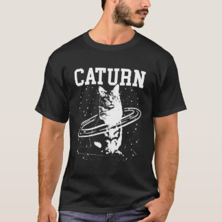 T-shirt Caturn Saturn Space Chat pour Noël