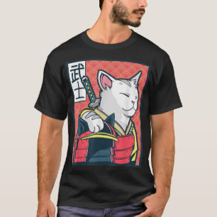 T-shirt Catzilla Ancien Chat Japonais Art Vintage Ninja