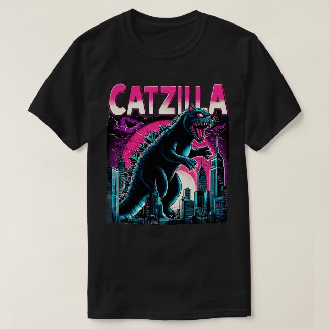 T-shirt CATZILLA Bataille épique des chats colossaux (Design devant)