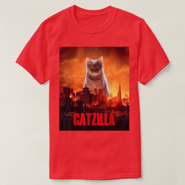 T-shirt Catzilla Cat Kitten Lover  (Design devant)