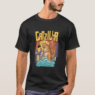 T-shirt Catzilla Chat Art Japonais Cadeaux Drôles pour Hom