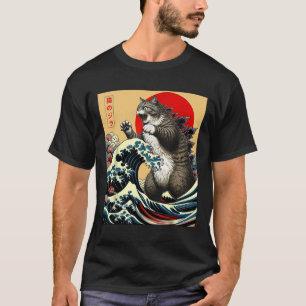 T-shirt Catzilla Chat Art Japonais Dons De Chat Drôle Pour