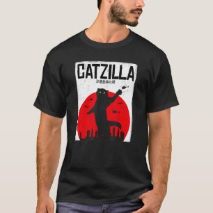 T-shirt Catzilla Chat Chaton Félin Ensemble Japon Cinéma