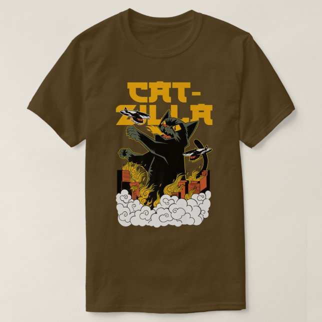 T-shirt CATZILLA Chat drôle Dire Kitten Monster Tomcat dan (Design devant)