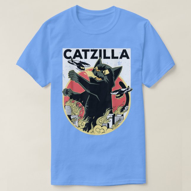 T-shirt CATZILLA Chat Noir Vêtements Catzilla  (Design devant)