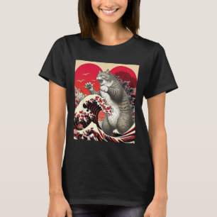 T-shirt Catzilla Chat Valentine Art Japonais Cadeau Drôle