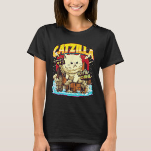 T-shirt Catzilla Cute Paws Top, Drôle Grumpy Fluffy Cat Fl