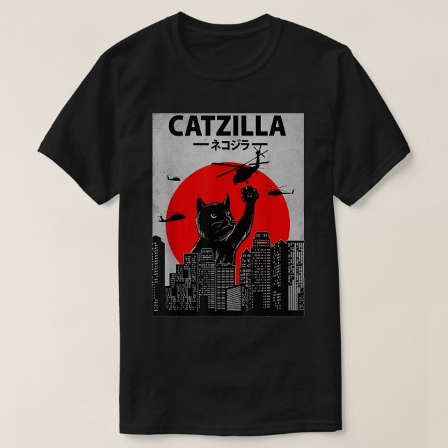T-shirt Catzilla Funny Chat, Chat Funny, Amoureux des chat (Design devant)