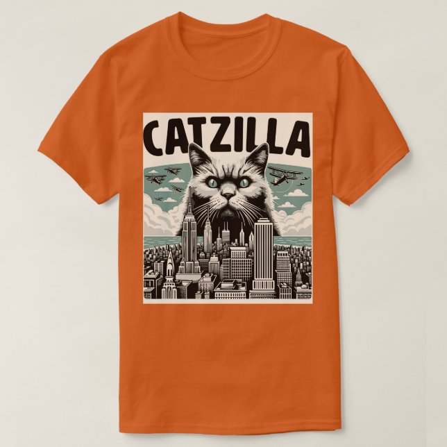 T-shirt Catzilla Funny Chat Kitten Design 1 (Design devant)