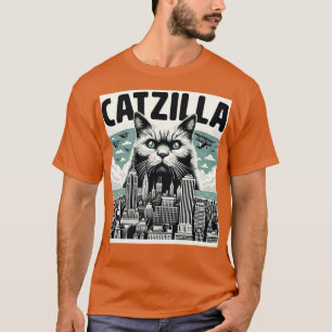 T-shirt Catzilla Funny Chat Kitten Design 1