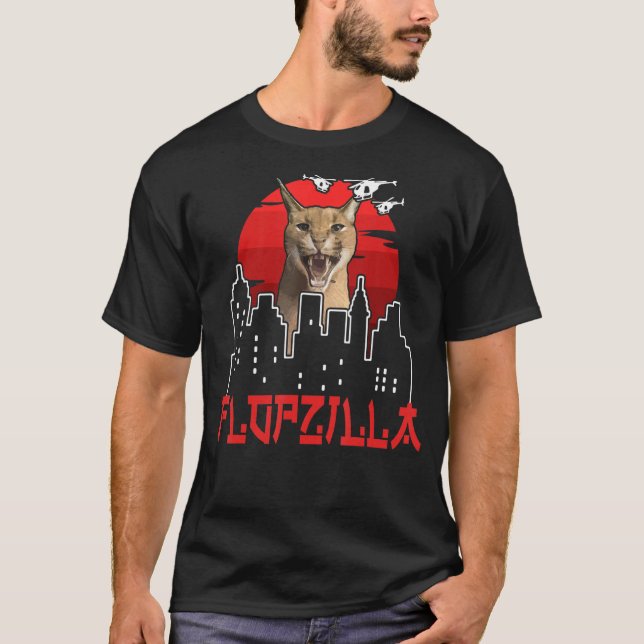 T-shirt Catzilla Funny gros mème Flopzilla Caracal C (Devant)