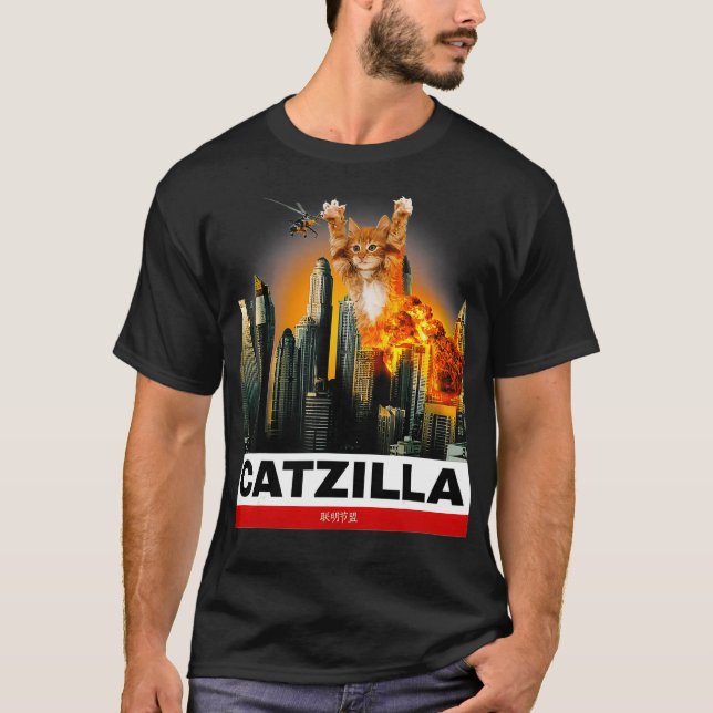 T-shirt CATZILLA Funny Kitty pour Amoureux de les chats à (Devant)