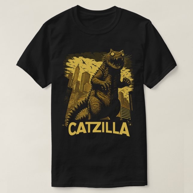 T-shirt Catzilla géante Kaiju Chat Monster (Design devant)