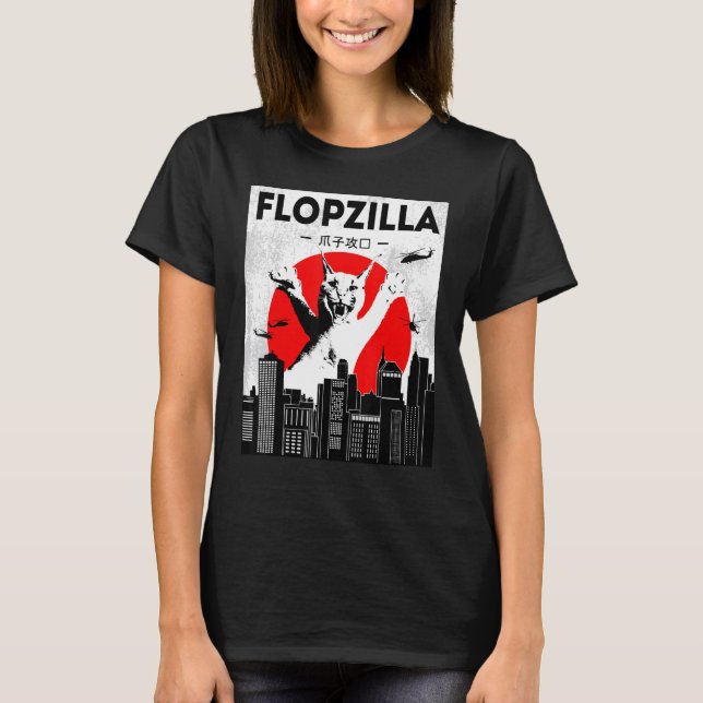 T-shirt Catzilla grand mème floppa Flopzilla Caracal Chat (Devant)