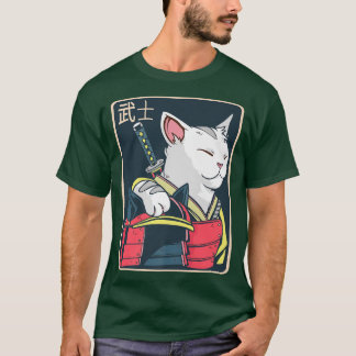 T-shirt Catzilla Japonaise Chat Art Katana Épée Anime Ni